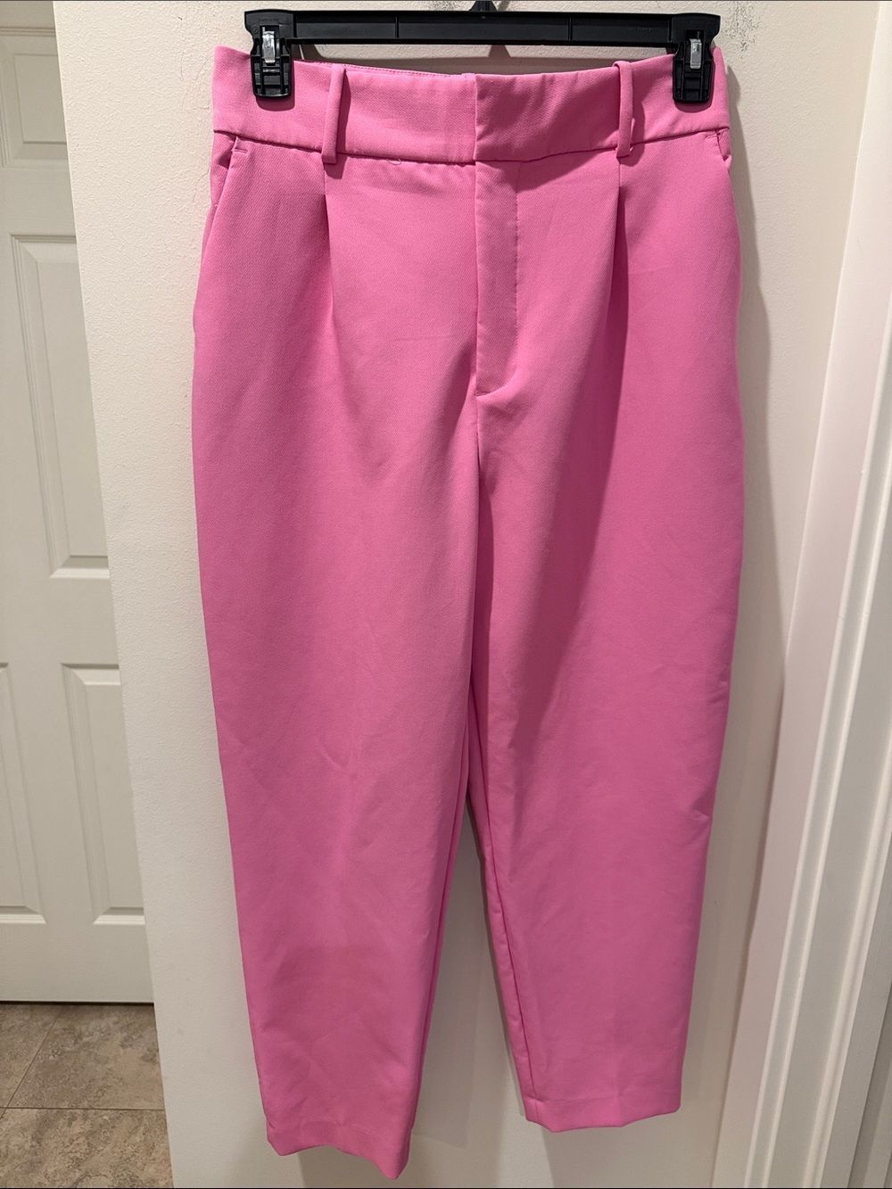 Zara Pink Tailored High-Waist Trousers Beltloops office-ready size Large